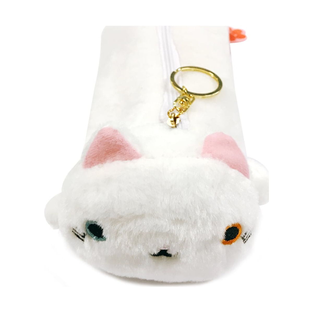 Stuffed Key Case Wrapables Cute Cat Pouch Plush Pencil Cases with Key Ring Holder, White ...