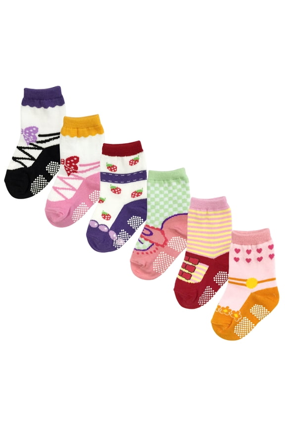 Cutie Pie Mary Jane Non-Skid Socks (Set of 6), Set 1