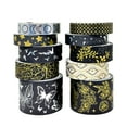 thumbnail image 1 of Wrapables Decorative Gold Foil Washi Tape Box Set for Arts & Crafts, Scrapbooking, Stationery, Diary (10 Rolls), Midnight, 1 of 7