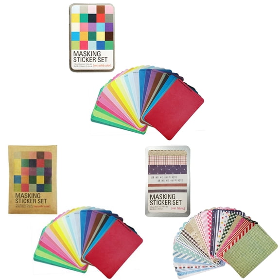 Wrapables Decorative Patterns Masking Sticker Set (3 Set), Solid w/ Tin + Solid + Fabric w/ Tin