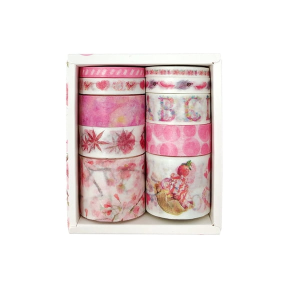 Wrapables Decorative Washi Tape Box Set (10 Rolls), Happy Pink