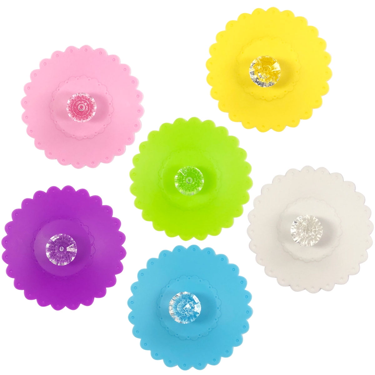 Multicolor Diamond Silicone Anti-Dust Airtight Mug Covers Set of 6
