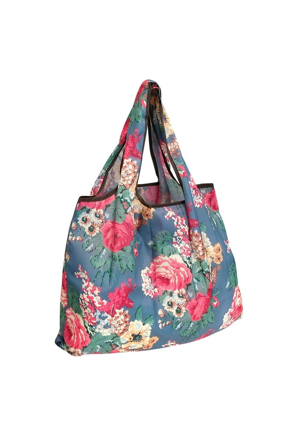 Eco-Friendly Large Nylon Reusable Shopping Bag, Bouquet