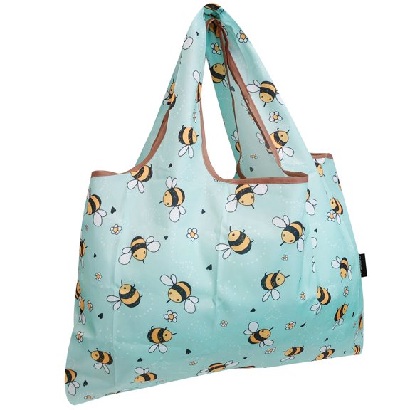 Wrapables Eco-Friendly Large Nylon Reusable Shopping Bag, Bumble Bees