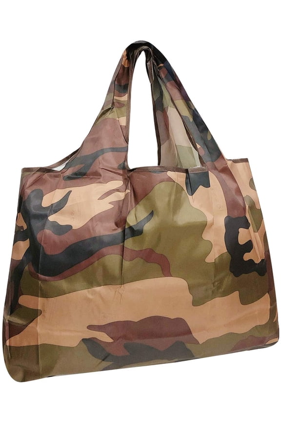 Eco-Friendly Large Nylon Reusable Shopping Bag, Camo