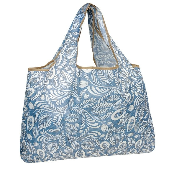 Wrapables Eco-Friendly Large Nylon Reusable Shopping Bag, Gray Ferns