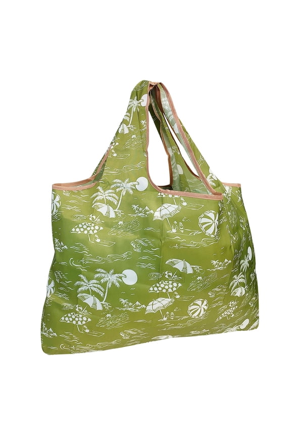 Eco-Friendly Large Nylon Reusable Shopping Bag, Green Paradise