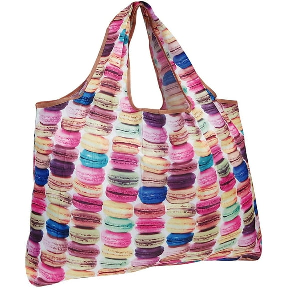 Wrapables Eco-Friendly Large Nylon Reusable Shopping Bag, Macarons