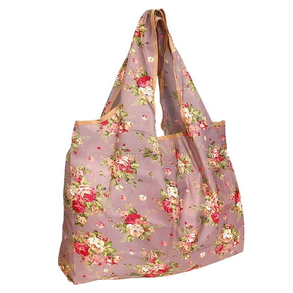 Wrapables Eco-Friendly Large Nylon Reusable Shopping Bag, Roses on Khaki