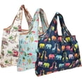 thumbnail image 1 of Wrapables Eco-Friendly Large Nylon Reusable Shopping Bags (Set of 3), Animals + England, 1 of 7