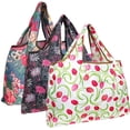 thumbnail image 1 of Wrapables Eco-Friendly Large Nylon Reusable Shopping Bags (Set of 3), Floral Delight, 1 of 6