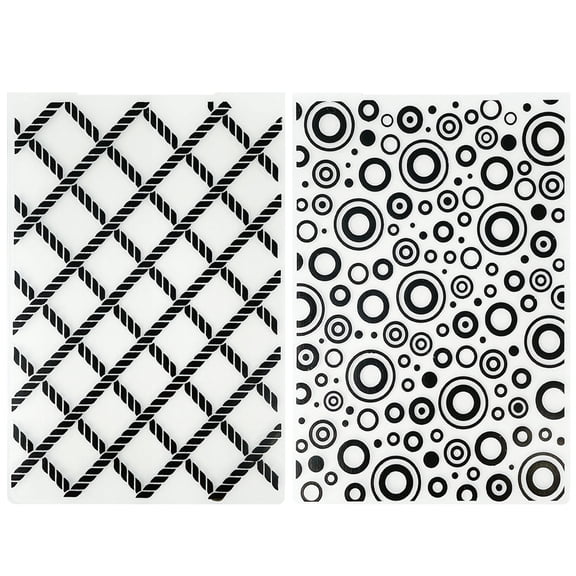 Wrapables Embossing Folder Paper Stamp Template for Scrapbooking, Card Making, DIY Arts & Crafts (Set of 2), Bubbles and Weave