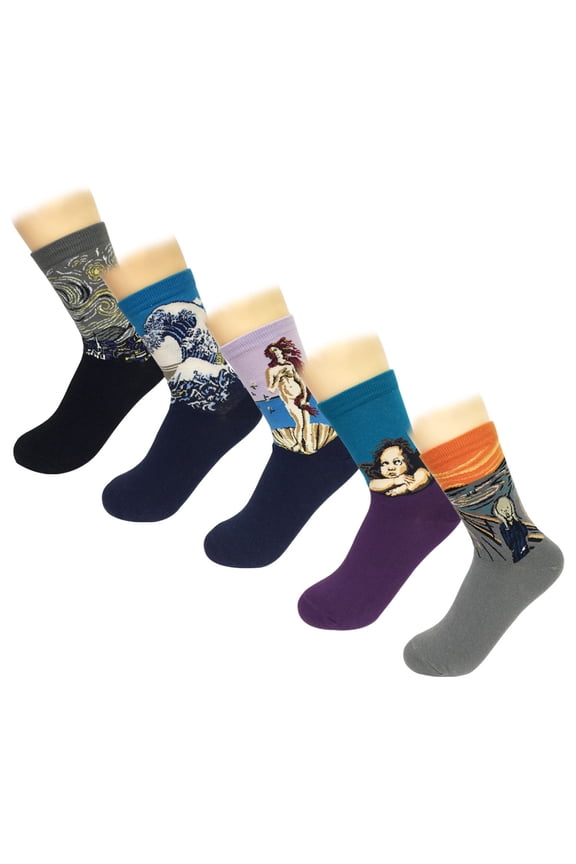 Famous Painting Masterpiece Artwork Crew Socks (5 pairs), Collection 2
