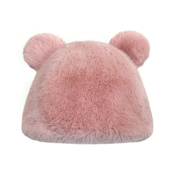 Wrapables Faux Fur Fluffy Bear Ears Winter Beanie Hat, Pink