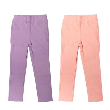 Wrapables® Faux Jean Skinny Leggings for Girls (Set of 2), Lavender and Pink, Medium