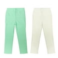 thumbnail image 1 of Wrapables® Faux Jean Skinny Leggings for Girls (Set of 2), Mint and White, Small, 1 of 4