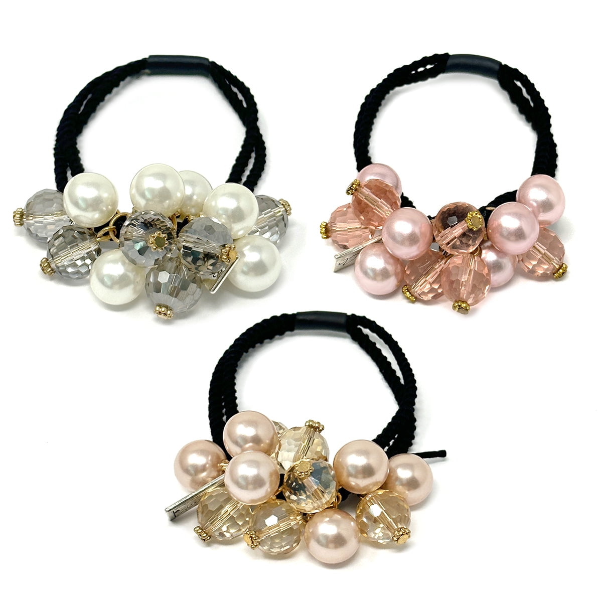 ✨✨Faux Pearl Hair Tie? set of 3 Wrapables Faux Pearls and Rhinestones Hair Ties (Set of 3  main image 3