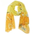 thumbnail image 1 of Wrapables® Floral Bird Print Polyester and Silk Oblong Scarf, Sunglow, 1 of 4