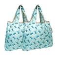 thumbnail image 1 of Wrapables Foldable Tote Nylon Reusable Grocery Bag (Set of 2), Blue Whales, 1 of 5