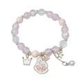 thumbnail image 1 of Wrapables Friendship Beaded Enamel Charm Bracelet, Pink Crown Bunny Crystal Beads, 1 of 7