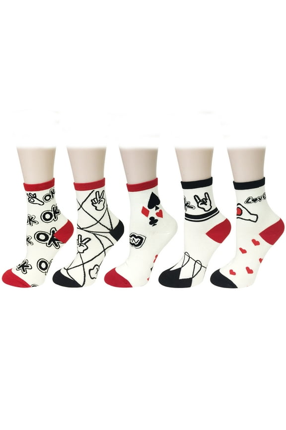 ® Fun Designs Crew Socks for Women (Set of 5), Cool Slang