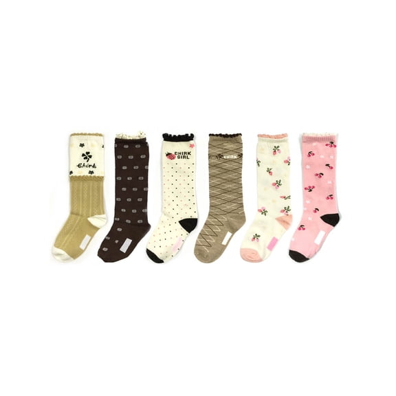 Wrapables® Girls Cheerful Casual Socks (Set of 6), Set 1