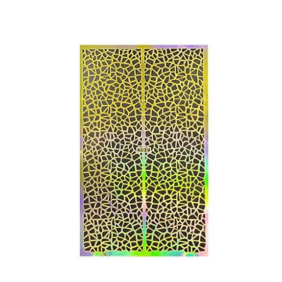 Wrapables Gold Nail Art Guide Large Nail Stencil Sheet - Shattered Glass