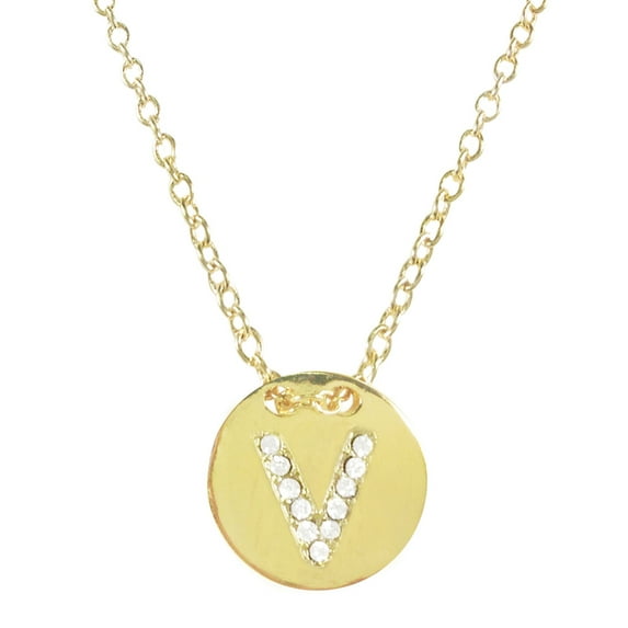 Wrapables® Gold Plated Initial Letter Pendant Necklace, Letter V