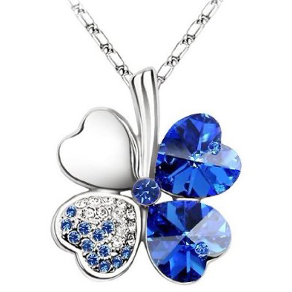 Swarovski cubic zirconia rainbow blue luckily necklace best sale