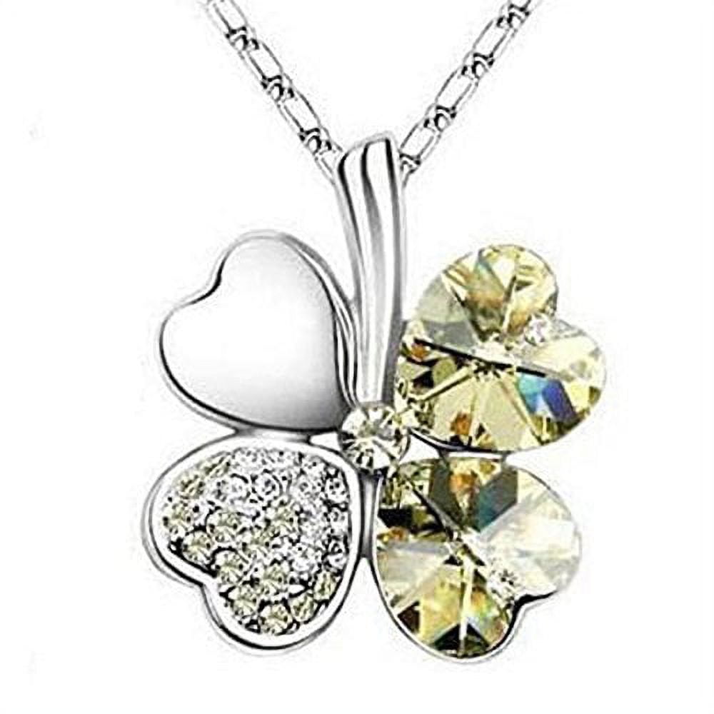 Women 18K Gold Plated Stainless Steel Clover Star CZ Station Necklace PE44