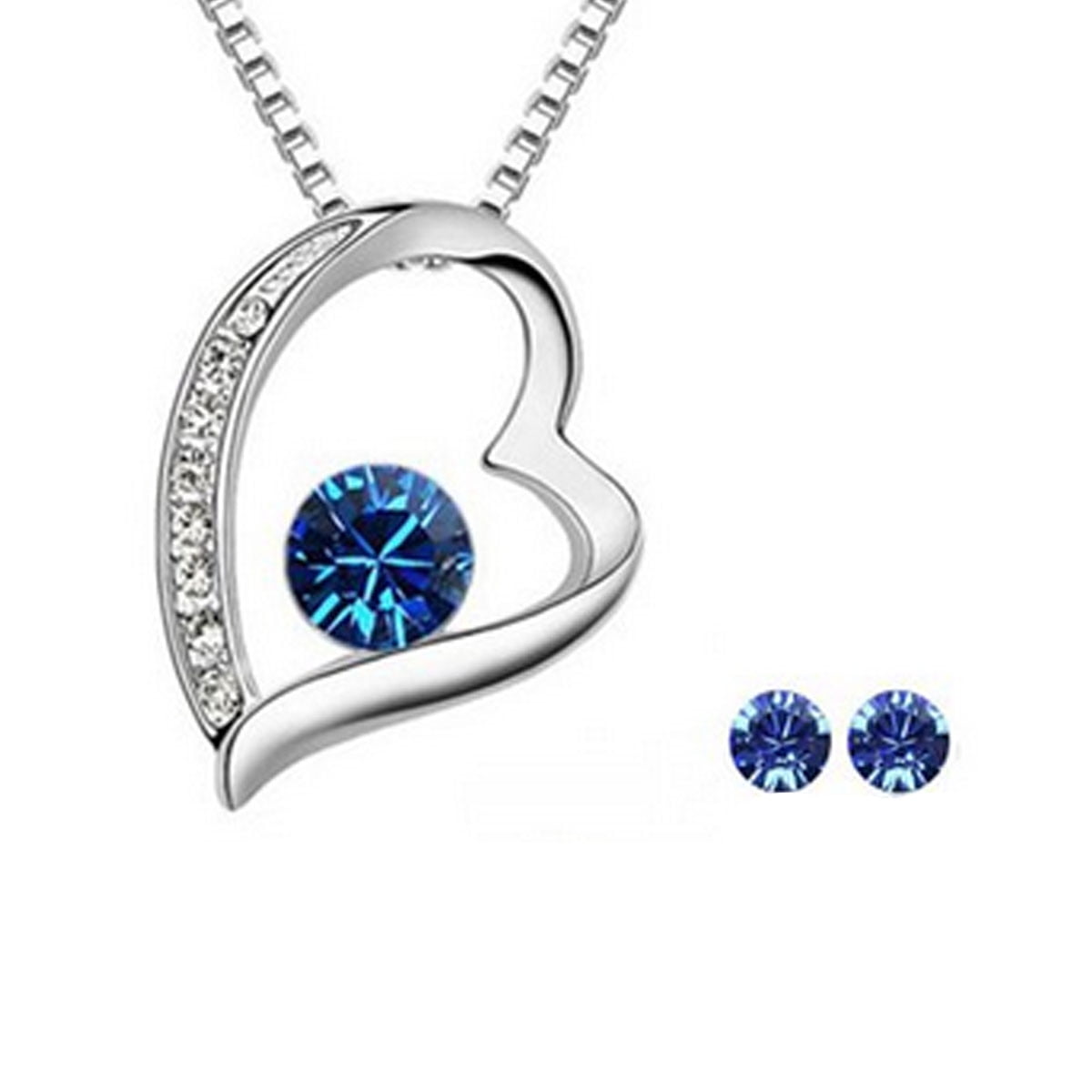 CLARA 925 Sterling Silver Royal Blue Heart Pendant | Rhodium Plated, S