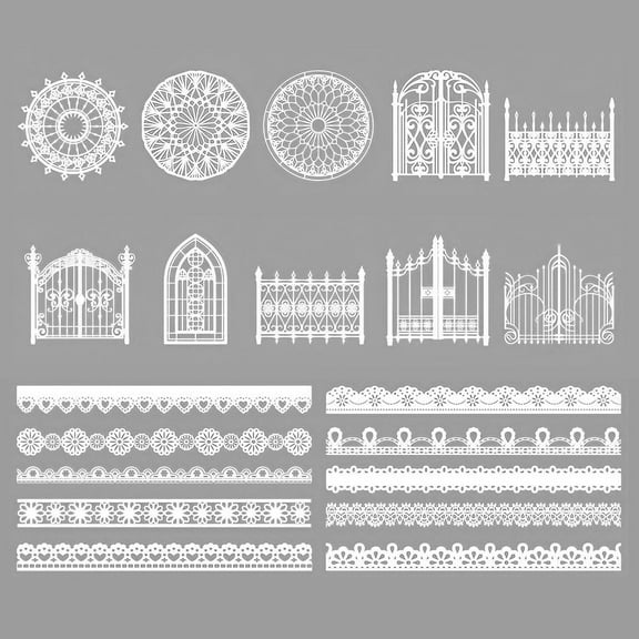 Wrapables Hollow Lace Paper for Arts & Crafts, Scrapbooking, Stationery, Photo Albums (Set of 2), Gates & Lace