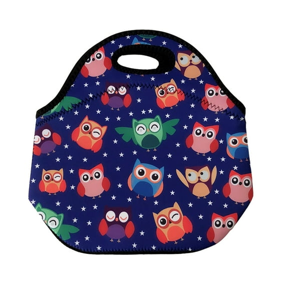 Wrapables® Insulated Neoprene Lunch Bag, Rainbow Owls