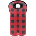 thumbnail image 1 of Wrapables Insulated Neoprene Wine Tote, Two Bottle, Red Checkered, 1 of 6