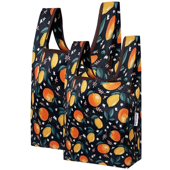 Wrapables JoliBag Collection Reusable Shopping Bag (Set of 2), Oranges & Lemons