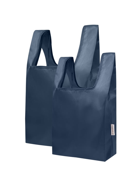 JoliBag Nylon Reusable Grocery Bag, 2 Pack, Navy