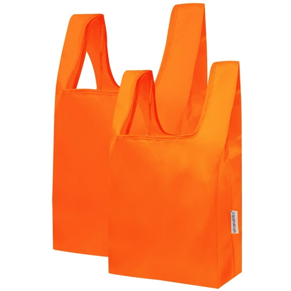 Wrapables JoliBag Nylon Reusable Grocery Bag, 2 Pack, Orange
