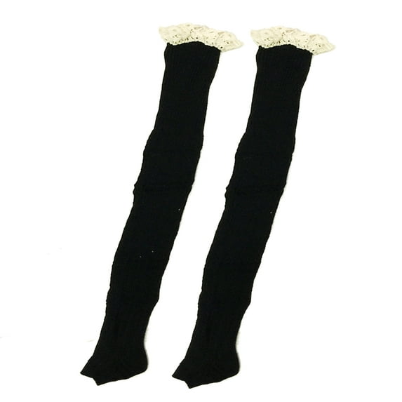 Wrapables® Knitted Leg Warmers Boot Socks with Lace Trim, Black