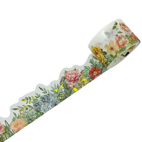 Wrapables Landscape Floral Metallic Gold Foil Washi Tape, 30mm x 3M, Spring Roses