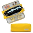 thumbnail image 1 of Wrapables Large Capacity Pencil Case, 3 Compartment Pencil Pouch for Stationery Pens, Yellow, 1 of 6