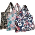 thumbnail image 1 of Wrapables Large Foldable Tote Nylon Reusable Grocery Bag, 3 Pack, Cacti, Floral, Poppies, 1 of 7