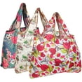 thumbnail image 1 of Wrapables Large Foldable Tote Nylon Reusable Grocery Bag, 3 Pack, English Rose, 1 of 7