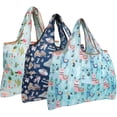 thumbnail image 1 of Wrapables Large Foldable Tote Nylon Reusable Grocery Bag, 3 Pack, Flamingoes, Dogs, Llamas, 1 of 7