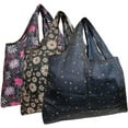 thumbnail image 1 of Wrapables Large Foldable Tote Nylon Reusable Grocery Bag, 3 Pack, Midnight Madness, 1 of 7