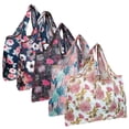 thumbnail image 1 of Wrapables Large Foldable Tote Nylon Reusable Grocery Bags, 5 Pack, Amazing Bloom, 1 of 6