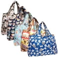 thumbnail image 1 of Wrapables Large Foldable Tote Nylon Reusable Grocery Bags, 5 Pack, Cats Everywhere, 1 of 6