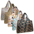 thumbnail image 1 of Wrapables Large Foldable Tote Nylon Reusable Grocery Bags, 5 Pack, Cuddly Animals, 1 of 6