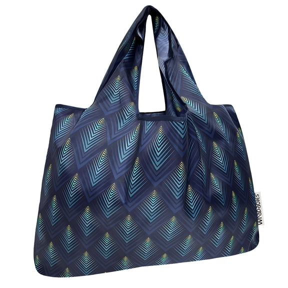 Wrapables Large Foldable Tote Nylon Reusable Grocery Bags, Blue Echo