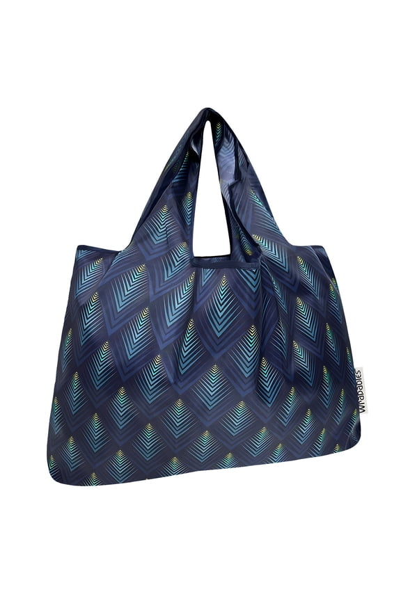 Large Foldable Tote Nylon Reusable Grocery Bags, Blue Echo