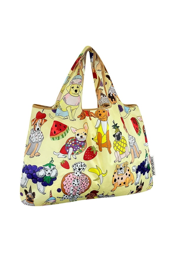 Large Foldable Tote Nylon Reusable Grocery Bags, Dessert Dogs